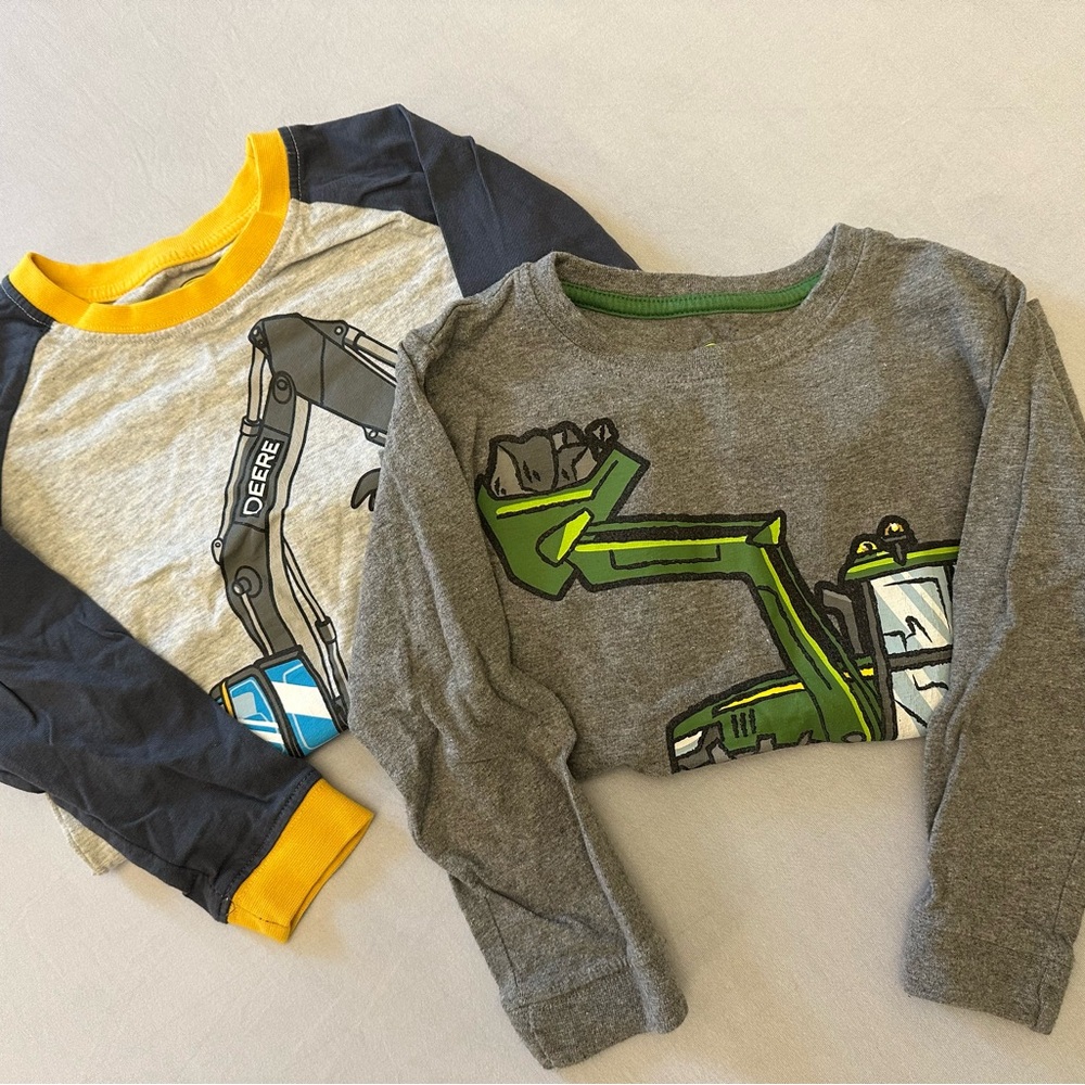 John Deere Gray and Yellow Construction Long Sleeve Tees